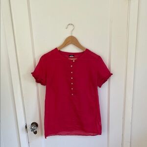 Vintage J. Crew Cotton/Ramie Blouse in Beautiful Rhubarb color. Size 6 Tall